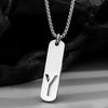 HNSP Stainless Steel Initial Pendant Chain Necklace For Men Gift Rectangle Hollow 26 Letter Name Tags Jewelry Accessories