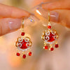 New Chinese Style Red Life Lock Festive Metal Tassel Earrings for Women Fashion Design Eardrop Paty Jewelry Gift Accessries