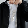 HNSP Stainless Steel Initial Pendant Chain Necklace For Men Gift Rectangle Hollow 26 Letter Name Tags Jewelry Accessories