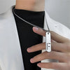 HNSP Stainless Steel Initial Pendant Chain Necklace For Men Gift Rectangle Hollow 26 Letter Name Tags Jewelry Accessories