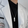 HNSP Stainless Steel Initial Pendant Chain Necklace For Men Gift Rectangle Hollow 26 Letter Name Tags Jewelry Accessories
